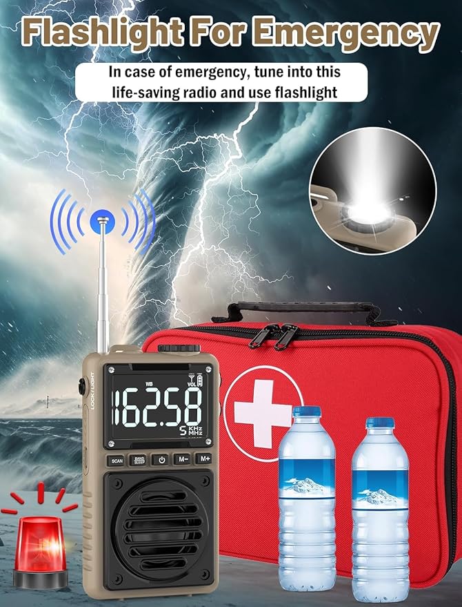 Digital AM FM Weather Band Radio 851mAh Rechargeable Portable Pocket Radio - Image 9