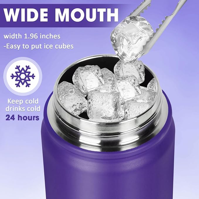 Insulated Water Bottle 24oz, Stainless Steel Double Wall Vacuum Sports Flask - Image 3