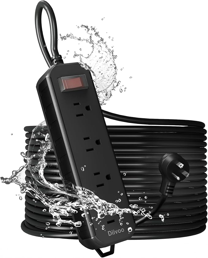 Outdoor Power Strip Weatherproof, 50 FT Extension Cord, Diivoo Waterproof Surge by Diivoo