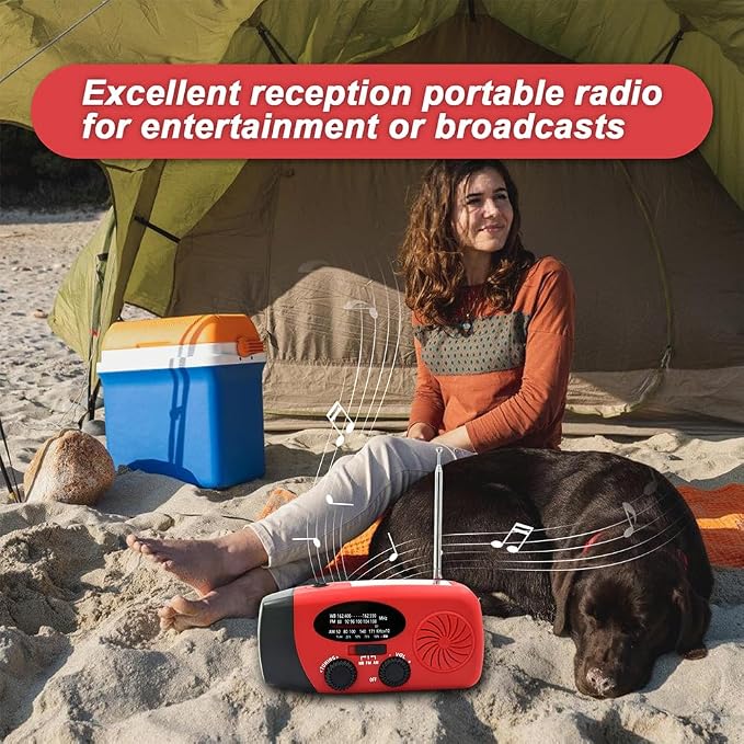 Emergency Hand Crank Radio, 2000mAh/7400mWh NOAA Weather Radio Battery Operated - Image 5