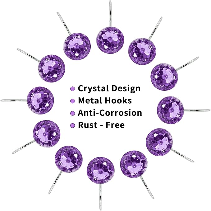 MitoVilla Purple Shower Curtain Hooks Rings, Metal Shower Hooks - Image 4