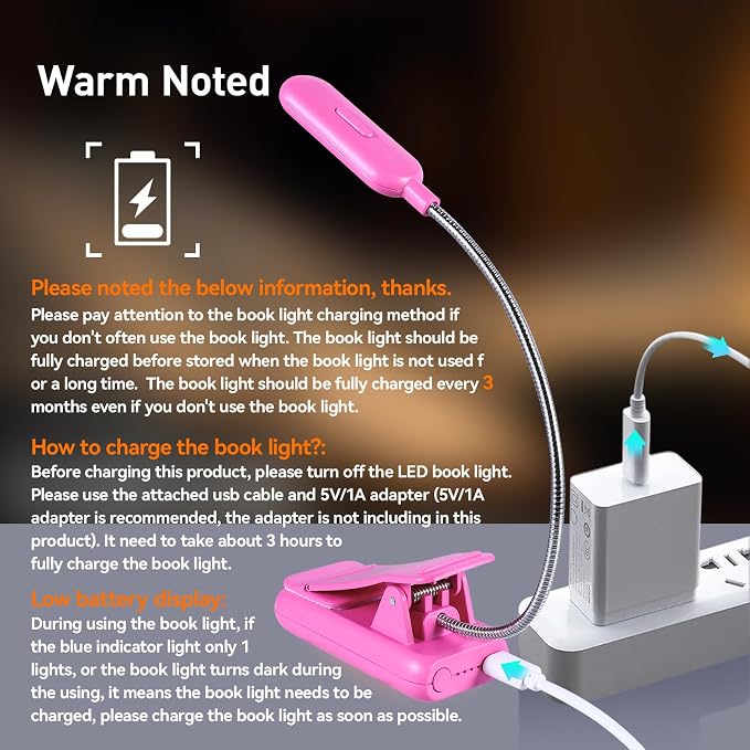 VAVOFO Rechargeable Book Light for Reading in Bed Kids, 7 LED Reading Light - Image 6
