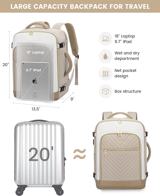 LOVEVOOK Large Travel Backpack for Women, 50L Carry on Backpack Airplane - Image 5