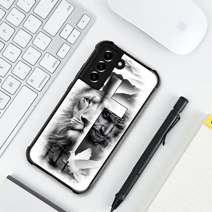 for Samsung Galaxy S21 Plus Case, Lion Cross Jesus Christ Dove Pattern Graphic - Image 7