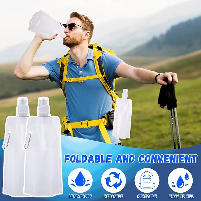 Teenyyou 24 Pack Collapsible Water Bottles Bulk 16oz Foldable Water Bottles - Image 5