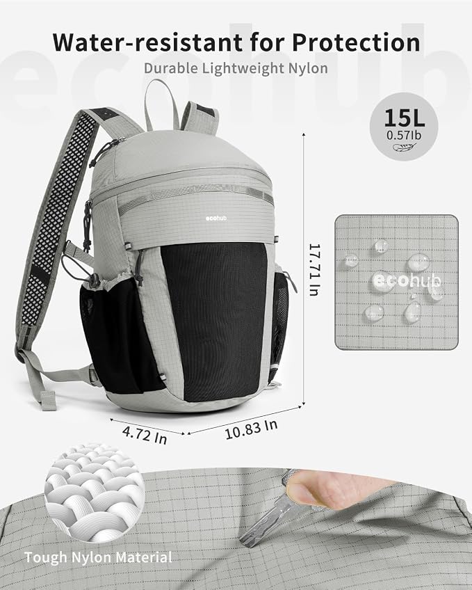 ECOHUB 15L Lightweight Casual Daypack, Packable Backpack - Image 6