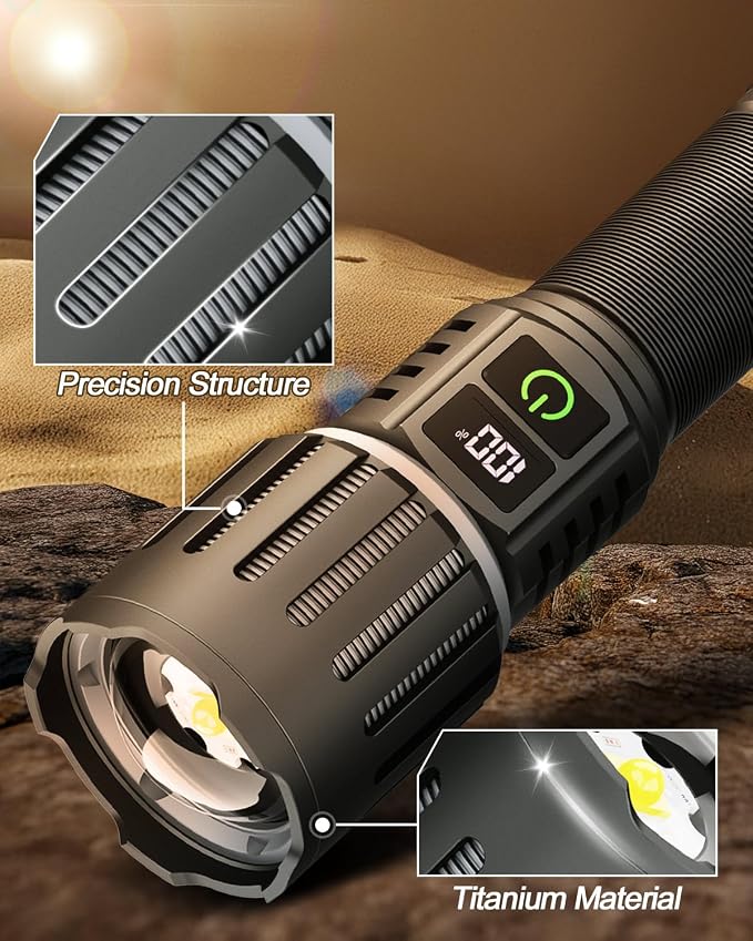 Victoper Rechargeable Flashlight, Titanium 5 Modes Zoomable Flash Light - Image 8