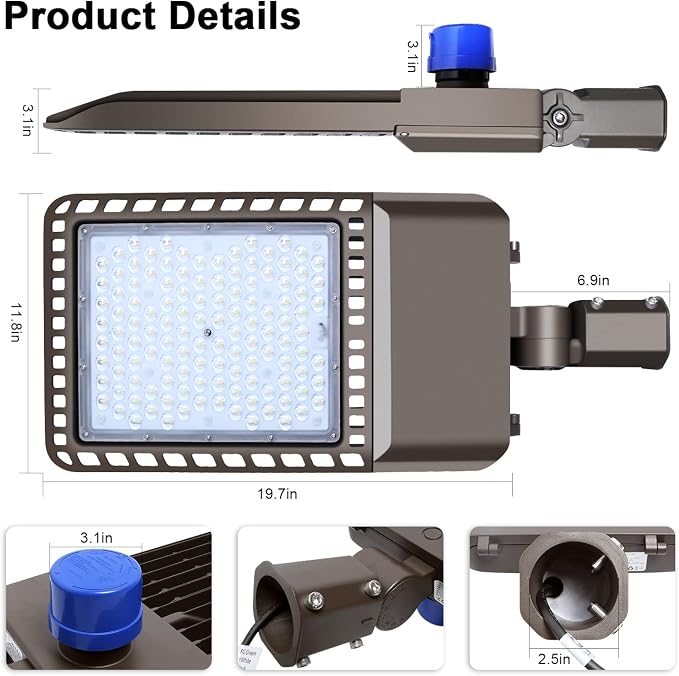45000LM LED Parking Lot Light 300W 150LM/W led Shoebox Dusk to Dawn Outdoor - Image 3