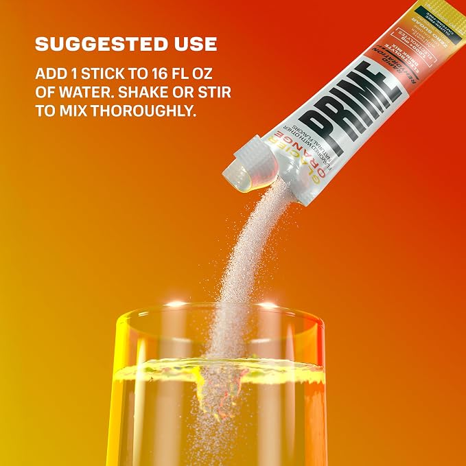 PRIME Rapid Rehydration Electrolyte Powder Sticks, Glacier Orange, Sugar Free - Image 7