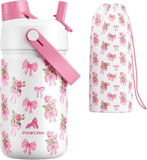 12 oz Insulated Girls Water Bottle: Spill-Proof, Stainless Steel Cup by POWCAN