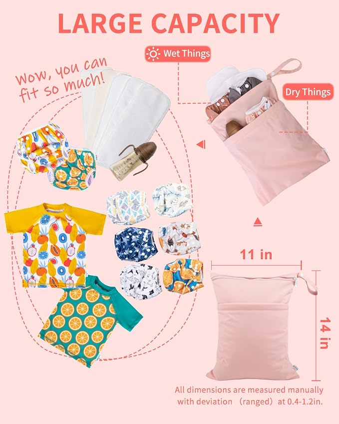 babygoal Wet Dry Bags for Baby Cloth Diapers, Washable Travel Bags, Gym Bag for - Image 5