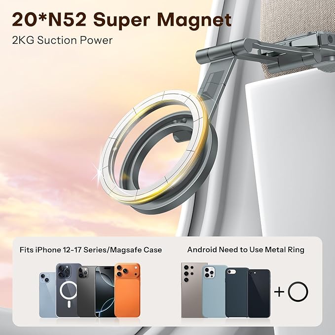 OMOTON TP02 360°Rotating for MagSafe Tripod Mount, Adjustable Aluminum Magnetic - Image 2