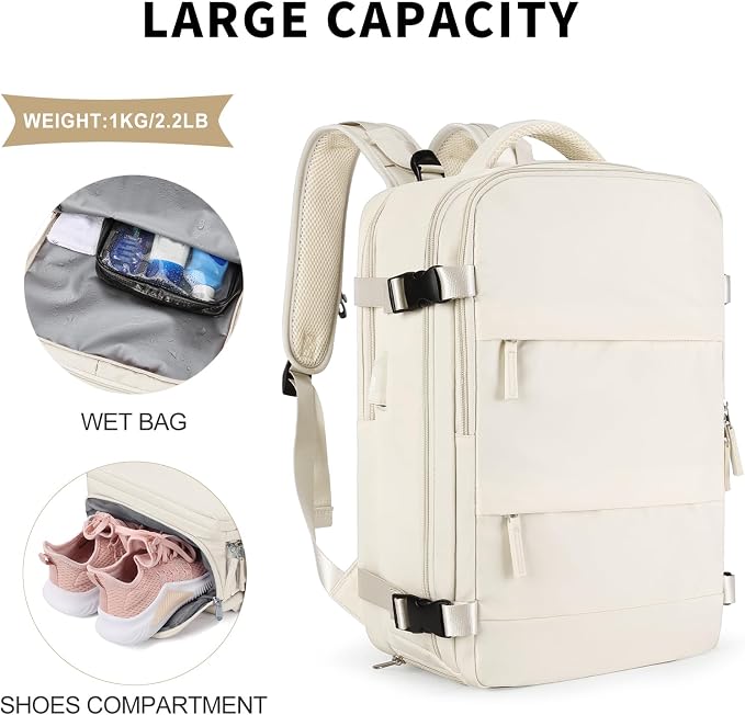 coowoz Large Travel Backpack For Women Men, Carry On Backpack Flight Approved - Image 5