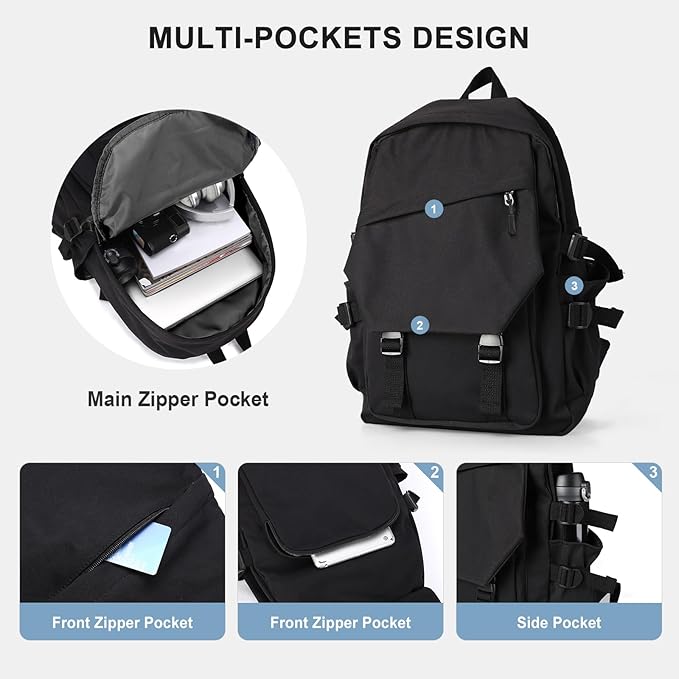 coowoz School Backpack for Men Women College Bookbag Waterproof Lightweight - Image 6