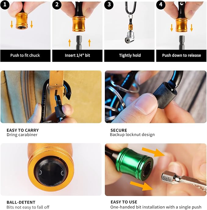 Katerk Bit Holder Key Chain Cool Gadgets, Gifts Drill Bit Holder, 1/4 Hex Bit - Image 5