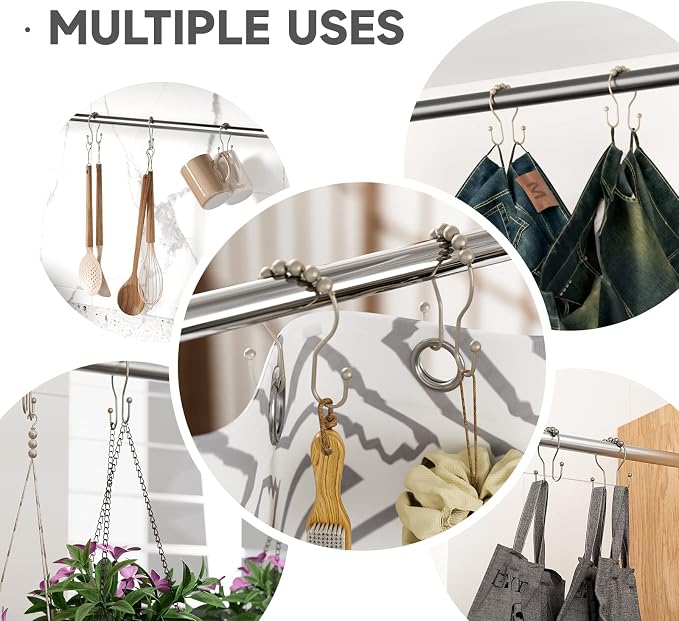 Bathway Shower Curtain Hooks Rust Proof Shower Curtain Rings, Smooth Glide - Image 4