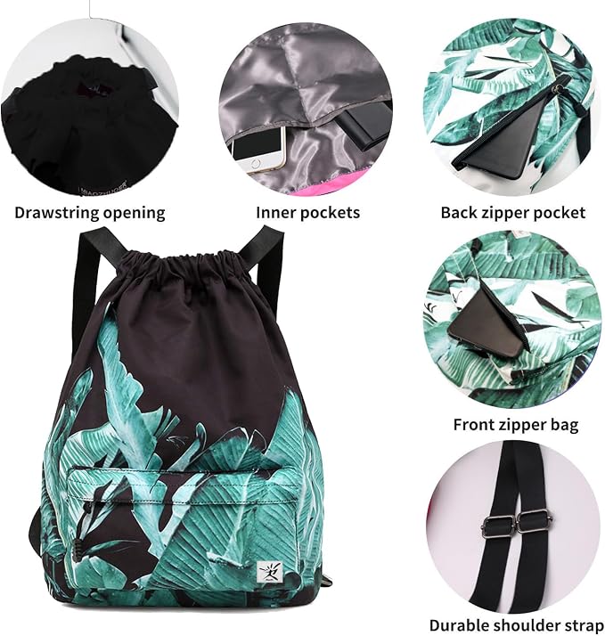 Waterproof Drawstring Bag, Gym Bag Sackpack Sports Beach Backpack - Image 4