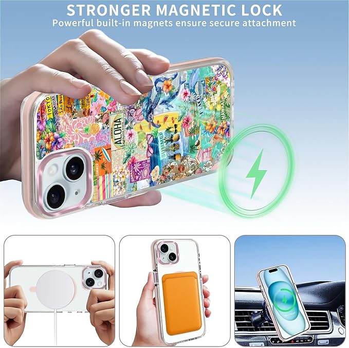 Case for iPhone 15, Hawaii Aloha Cover Coastal Beach Collage Phone Case - Image 3