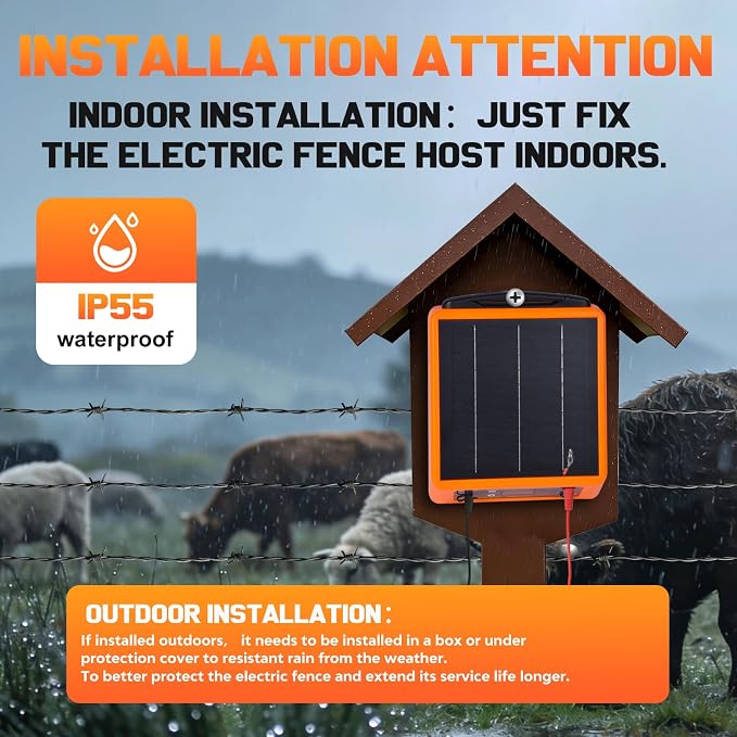 20miles Solar-Powered Electric Fence Charger, Adjustable Output - Image 5