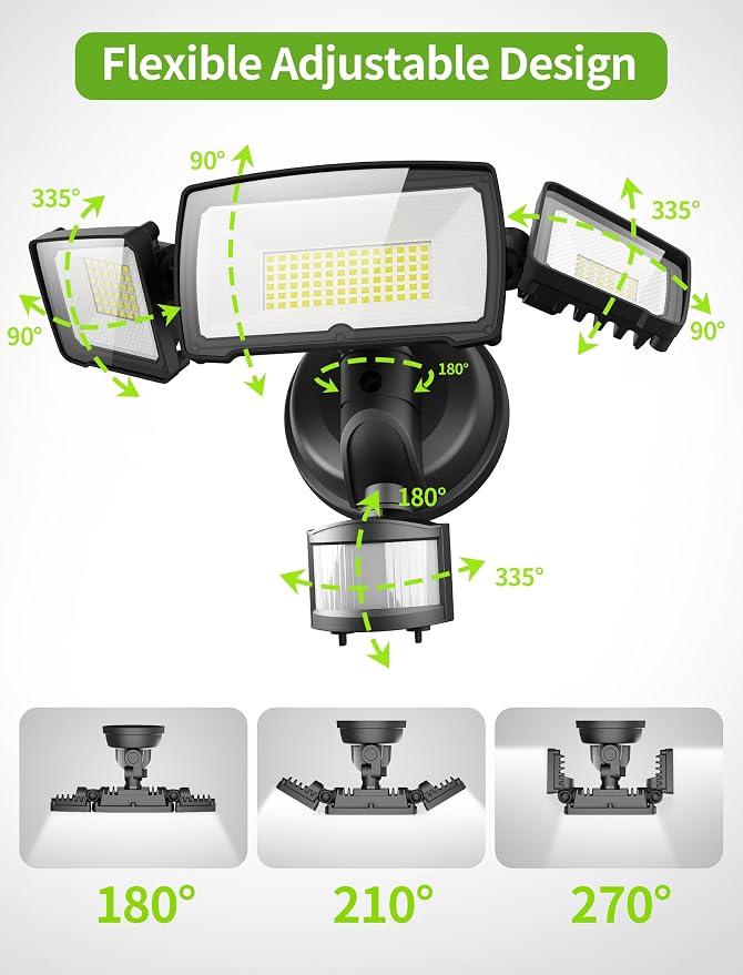 100W LED Security Lights, 11000LM Hardwired Flood Lights - Image 7