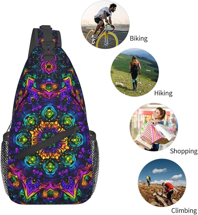 Psychadelic Trippy Art Sling Bag Crossbody Travel Hiking Chest Backpack - Image 6