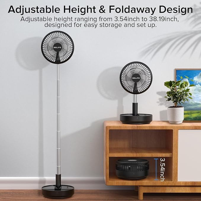 Belife X8 Portable Fan, 7200mAh Battery Powered Rechargeable, Oscillating USB - Image 2