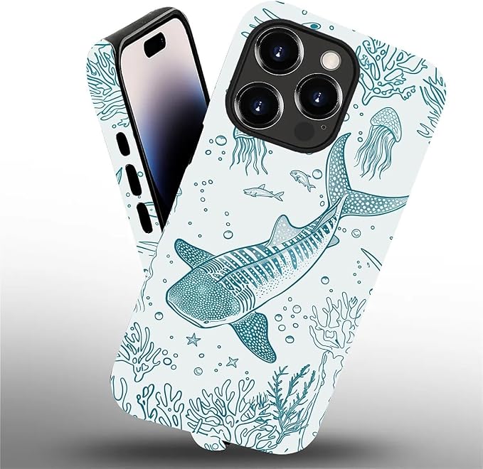 for iPhone 14 Pro Case, HH2 Ocean Whale Shark Hybrid 2 Layer Hard Shell - Image 2