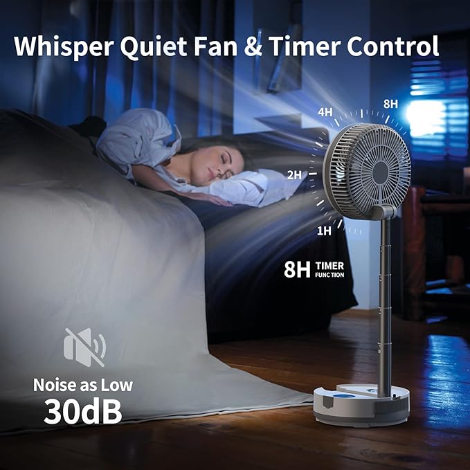 Socool 40000mAh Battery Operated Foldable Fan, Rechargeable Standing Fan - Image 6