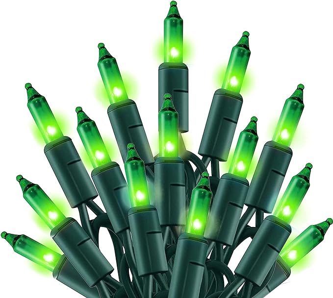 TW SHINE Green Christmas Lights, 18.5FT 100 Count Incandescent Halloween Lights by TWSHINE