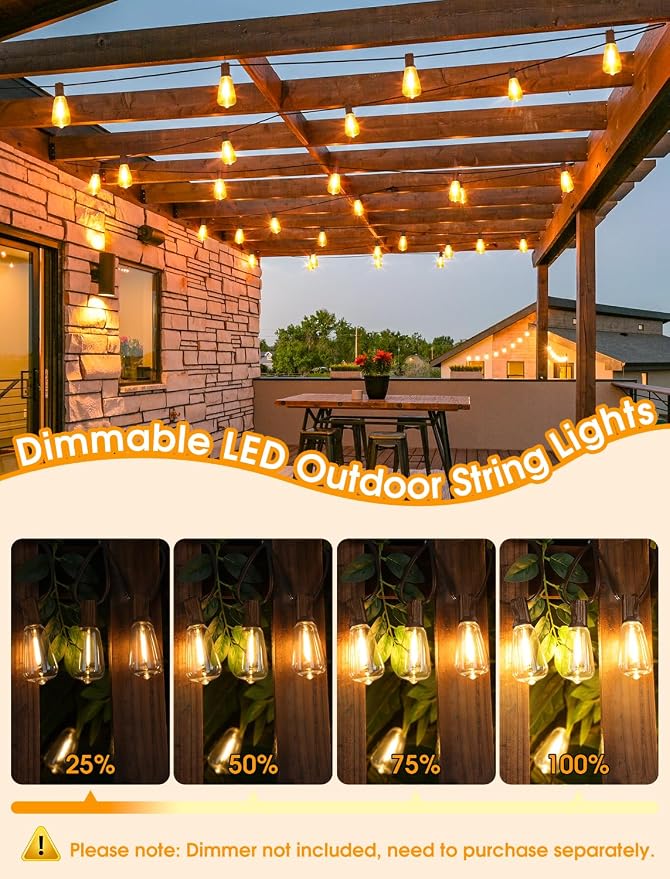 Larkvue 25FT Outdoor String Lights, Patio Lights - Image 3