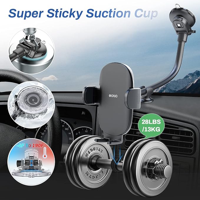 OQTIQ 13" Gooseneck Car Phone Mount – Windshield & Dashboard Holder - Image 4
