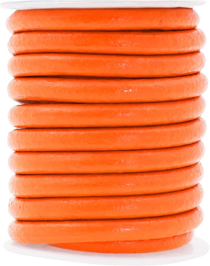 Mandala Crafts Round Genuine Orange Leather Cord - Image 2