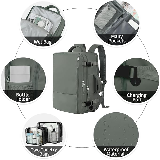 Hanples Travel Backpack as Personal Item Travel bag Flight Approved, 35L Carry - Image 6