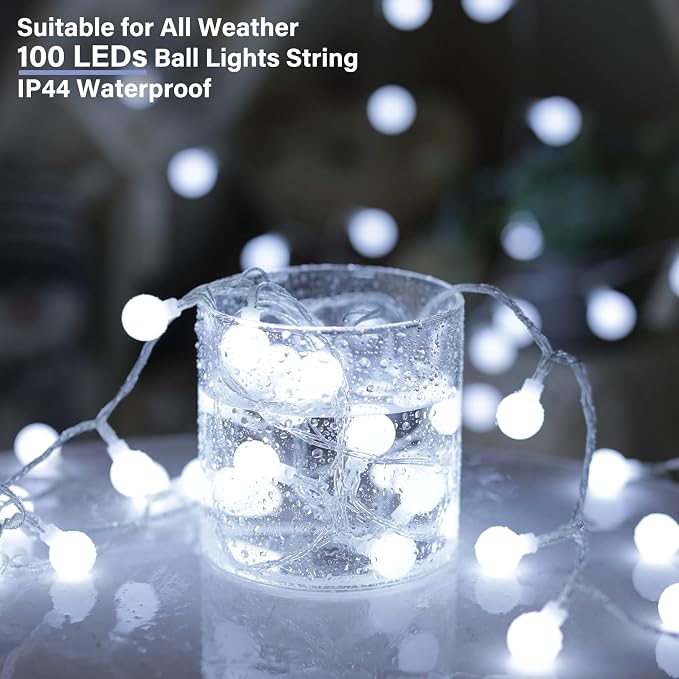 Minetom Globe String Lights, 66 Feet 200 Led Fairy Lights Plug in, 8 Modes - Image 3