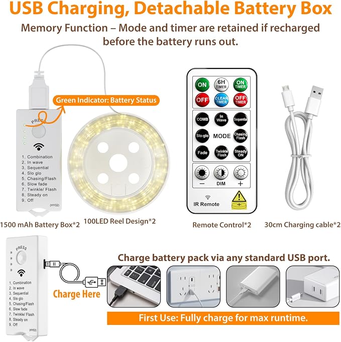 HXWEIYE Rechargeable Fairy Lights - Image 6