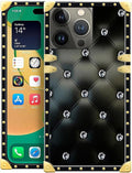 Compatible with iPhone 14 Pro Max Case, Shiny Black Sofa Crystal Luxury Golden by Unknown