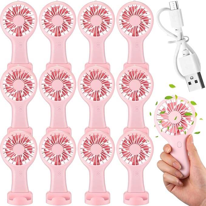 Woanger 12 Pcs Mini Handheld Fan Bulk 3 Speed USB Electric Battery Operated by Woanger