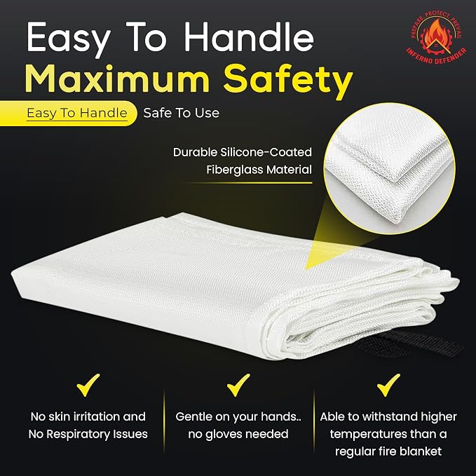 Emergency Fire Blanket For Home And Kitchen, Safe Touch Silicone Coated - Image 2