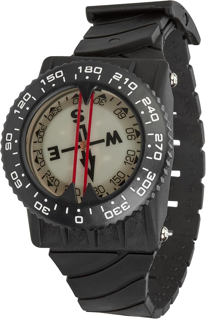 Italian Design 360° Ratcheted Rotating Bezel Scuba Diver Compass, Waterproof by Phantom+Aquatics