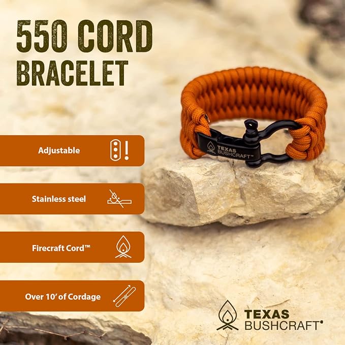 Texas Bushcraft Firecraft Cord Survival Bracelet – Paracord Bracelet - Image 4