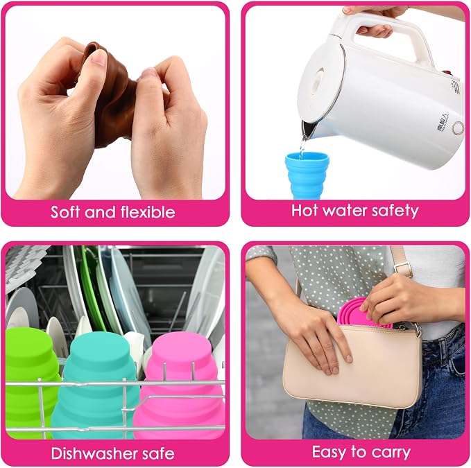 Umigy Silicone Collapsible Cup Without Lids Travel Portable Foldable Cup - Image 3