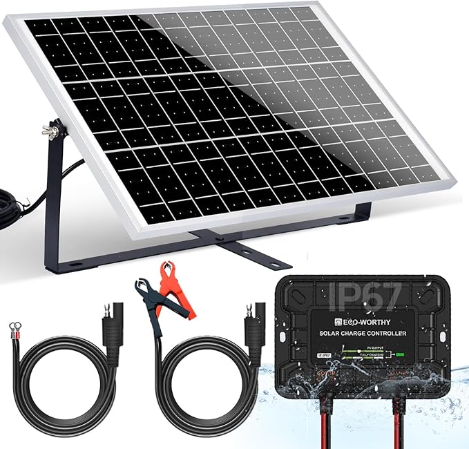 ECO-WORTHY 25W 12V Solar Battery Charger Trickle Maintainer, 25W Waterproof by ECO-WORTHY
