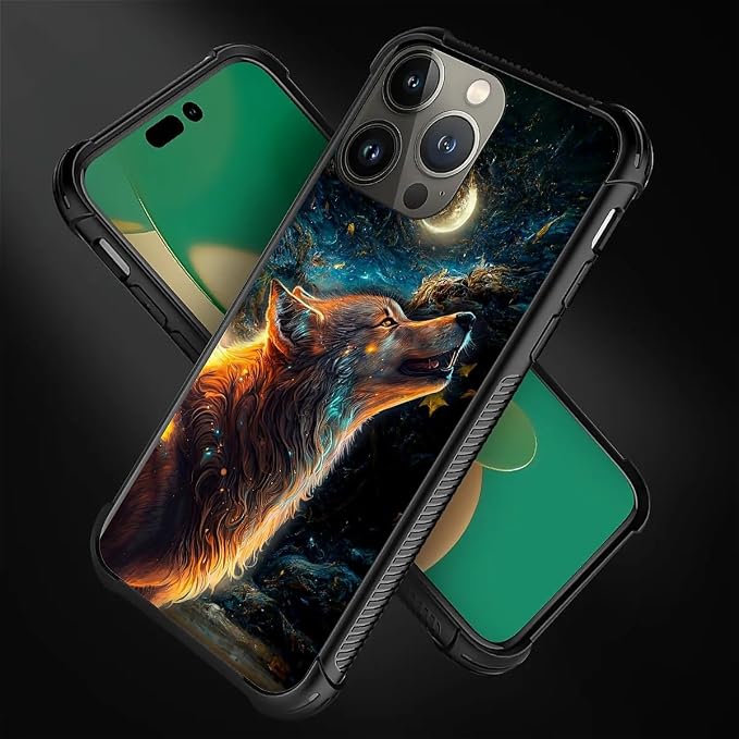for iPhone 14 Pro Case, Star Cave Hungry Wolf Pattern Graphic Design Girl Boy - Image 4