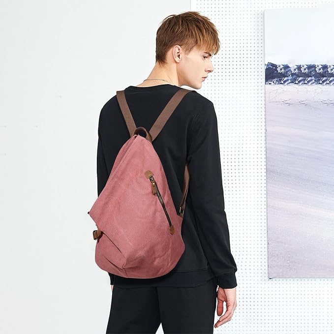 KL928 Canvas Vintage Backpack – Large Casual Daypack Outdoor Travel Rucksack - Image 8