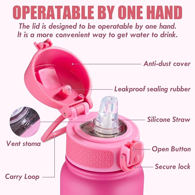 OLDLEY 12oz kids Water Bottle, Stainless Steel Insulated Water Bottle - Image 2