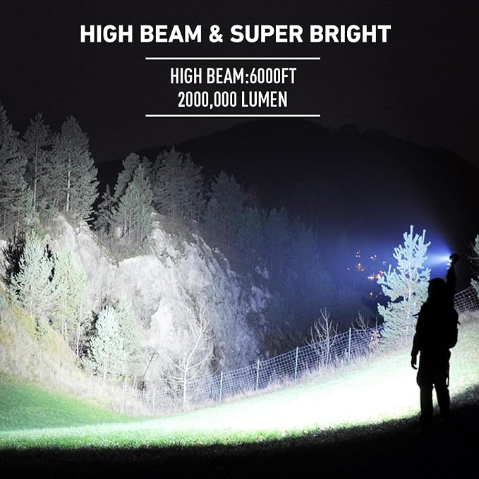 LBE Rechargeable Spotlight Outdoor, 000 Lumens Led Spotlight Flashlight - Image 2