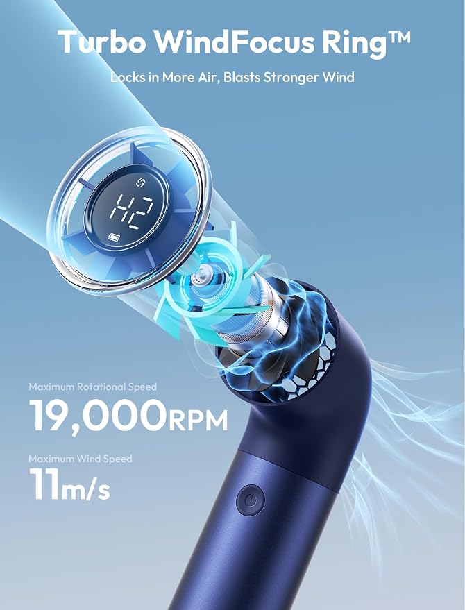 Aecooly Portable Handheld Fan, Powerful Turbo Air Tube Fan, 19000 RPM High - Image 3