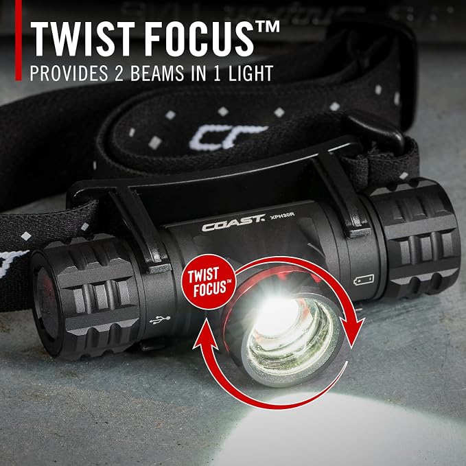 Coast XPH30R 1200 Lumen USB-C Rechargeable Dual Power Headlamp - Image 7
