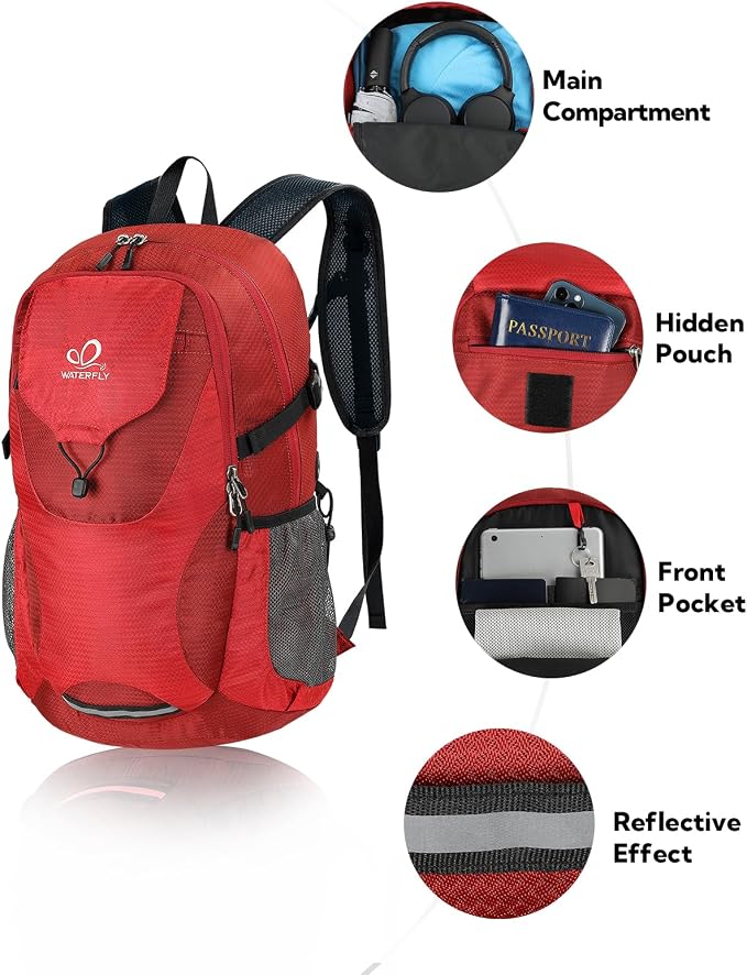 WATERFLY Lightweight Packable Hiking Backpack: 30L Foldable Travel Daypack - Image 3
