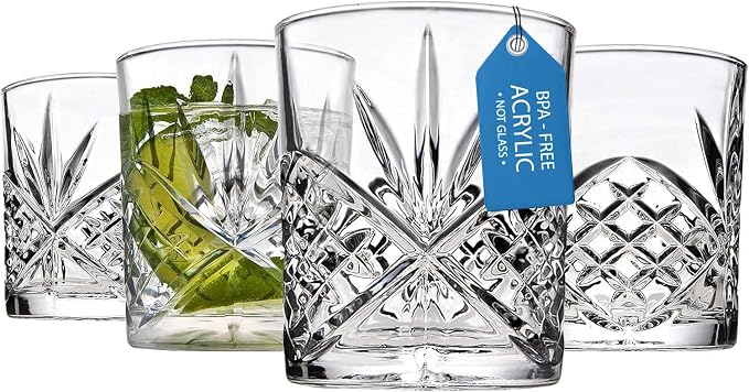Godinger Old Fashioned Whiskey Glasses, Drinking Glasses, Shatterproof and by Godinger